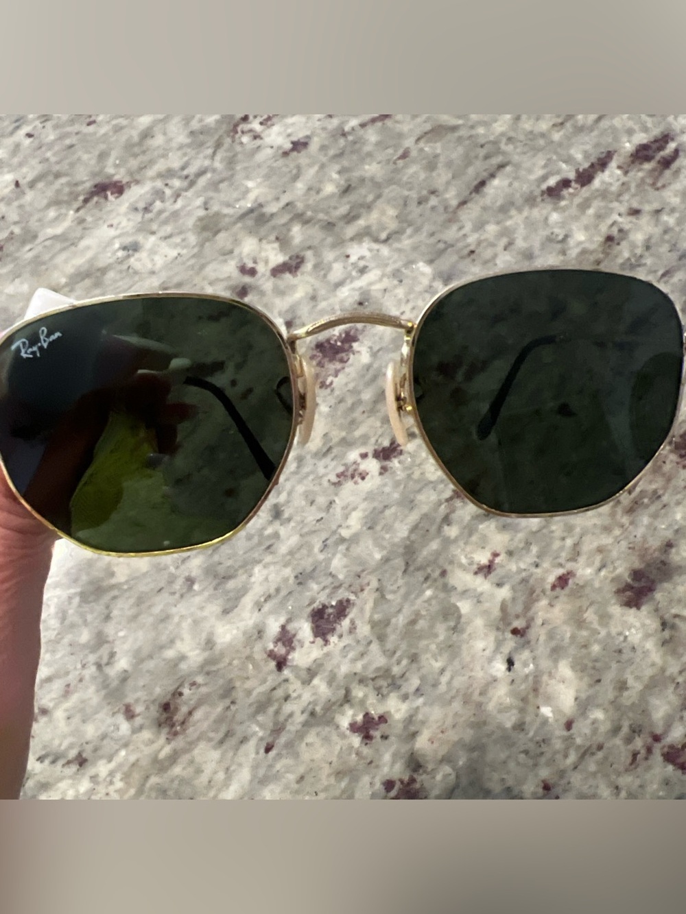 Ray-Ban Gold Frame Sunglasses with Dark Green Lenses